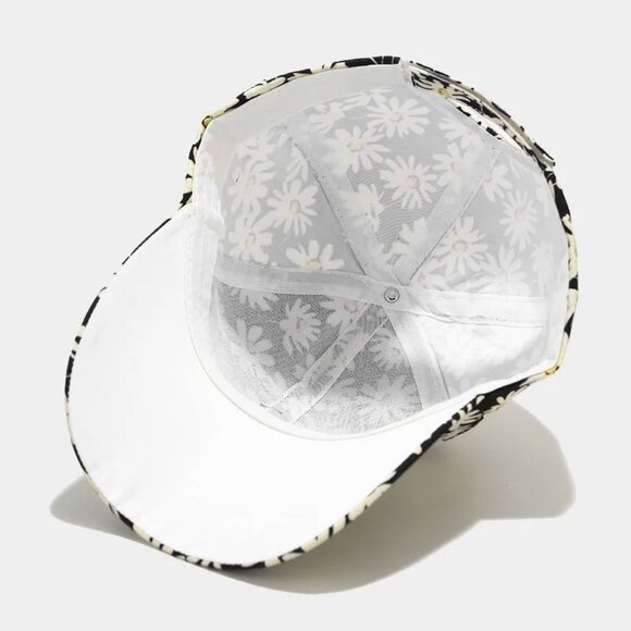 Womens Fashion Casual Outdoor Chrysanthemum Print Baseball Velcro Adjustable Cap - Picture 4 of 5